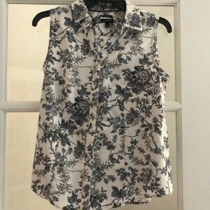 Talbots Sleeveless Black & White Button-down Blouse 6P